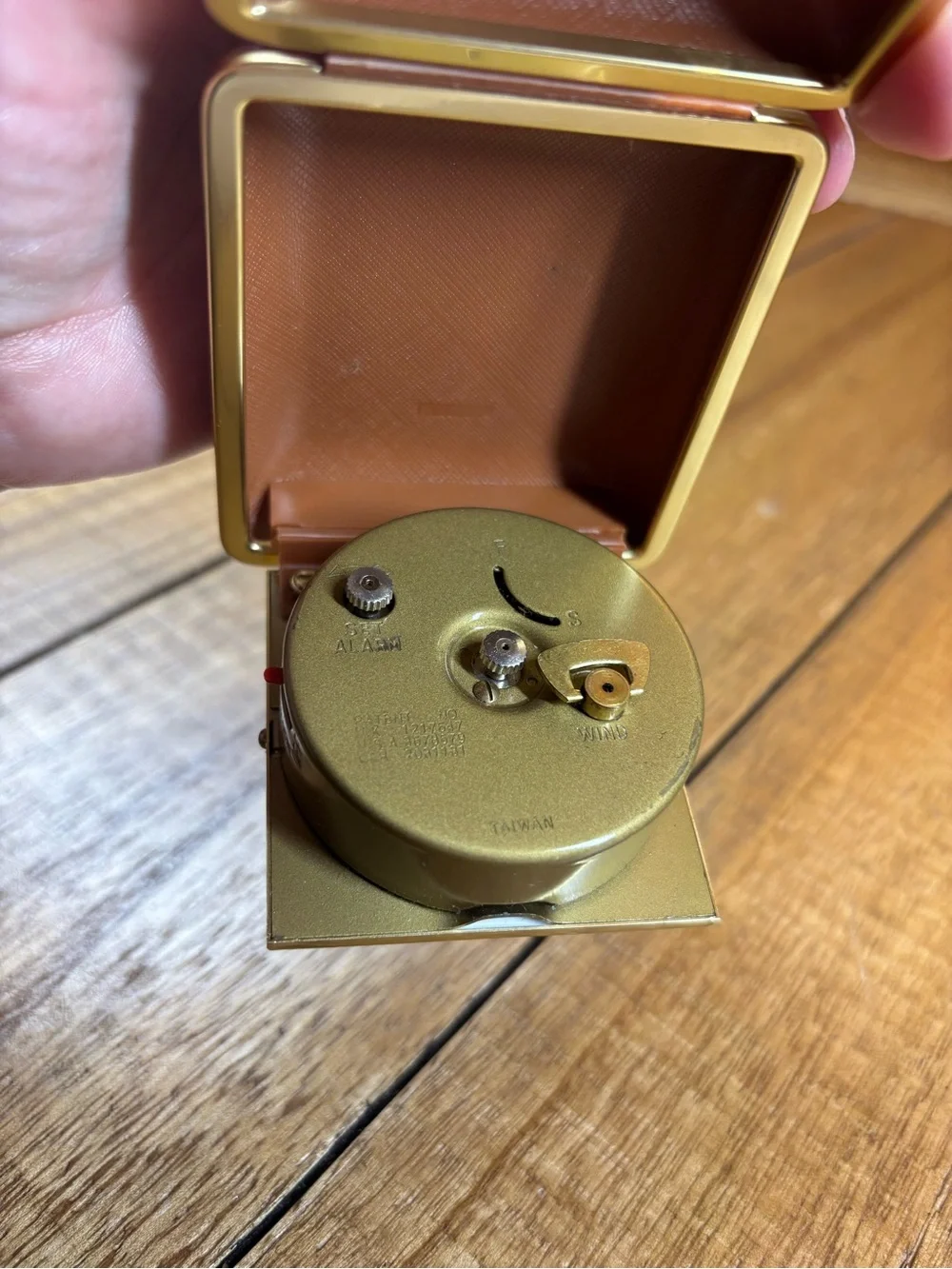 Gold Travel Alarm Clock - Gold and White, vintage, folding, Seth Thomas works!